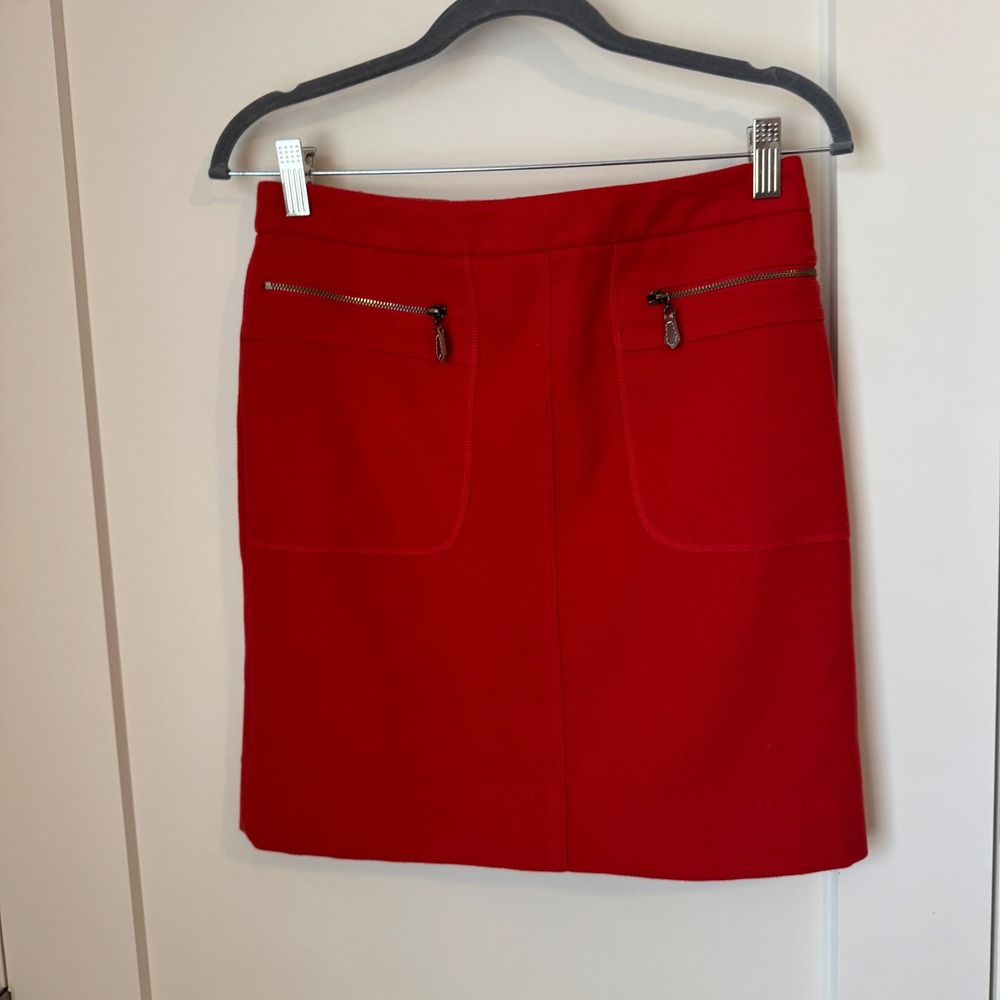 J.McLaughlin Red Zip Pocket Mini Skirt Womens Size 2 Preppy Career‎ Solid